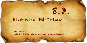 Blahovics Máriusz névjegykártya